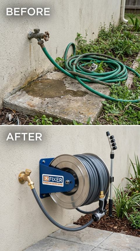 Hose Bib & Wall Mounted Reel